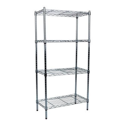 Industrial 4-Tier Chromed Steel Adjustable Shelving Unit, Silver