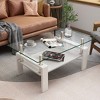 Rectangle Coffee Table, Tempered Glass Tabletop with MDF Layer, Black Iron Leg Modern Table, for Living Room - 4 of 4