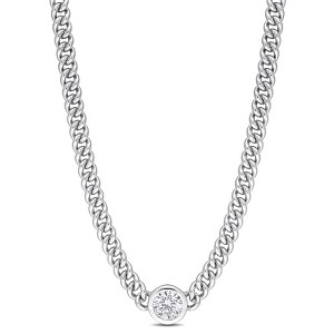 EVERLY JEWELRY |Sterling Silver Created Sapphire Necklace With Chain, 16"+1.5" Ext. - 1 of 4