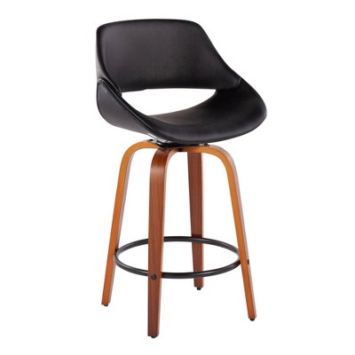 Walnut and Black Metal Swivel Adjustable Counter Stool, Set of 2