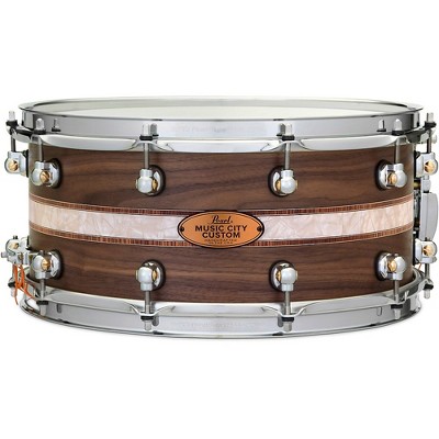 Pearl Music City Custom Solid Shell Snare Walnut with Kingwood Royal Inlay 14 x 6.5 in.