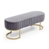 NicBex Oval Velvet Storage Ottoman Bench,Upholstered Storage Ottoman with Golden Metal Legs,Modern Storage Bench for Living Room,Bedroom,Grey - 4 of 4