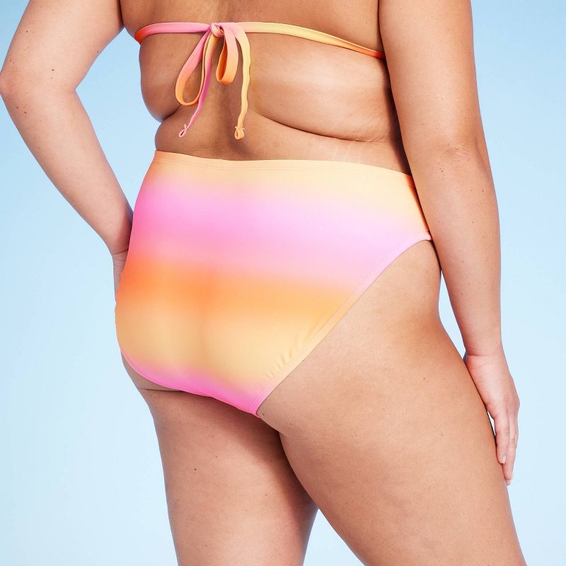Women&#39;s Low-Rise Cheeky High Leg Bikini Bottom - Wild Fable&#8482; Pink/Yellow Ombre Print, 3 of 7