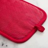 MARTHA STEWART Honeycomb Quilted Chambray Pot Holder 2-Pack Set, 100% Cotton, Flexible Non-Slip Silicone Grip, Heat Resistant, Red, 7"X10" - 3 of 4