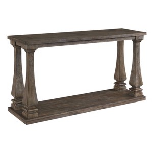 Johnelle Sofa Table Gray: Distressed Elm Veneer, Square Baluster Legs - Signature Design by Ashley - 1 of 4