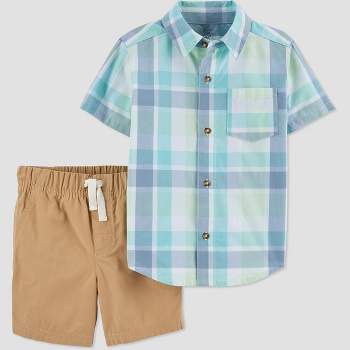 Carter's Just One You® Toddler Boys' Plaid Top & Shorts Set - Blue/Green