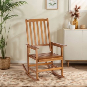 BEAFUP Acacia Wood Outdoor Rocking Chair, Classic Patio Rocker for Front Porch, Deck, or Indoor Use, Handcrafted Solid Wood Design - 1 of 4