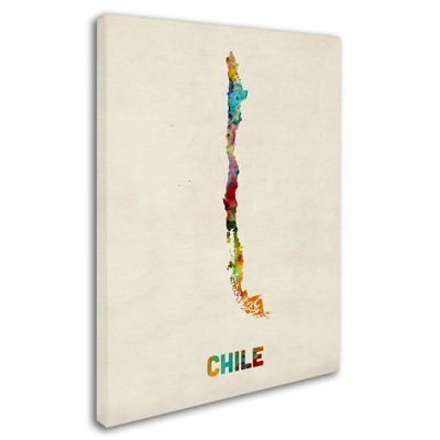 Trademark Fine Art -Michael Tompsett 'Chile Watercolor Map' Canvas Art