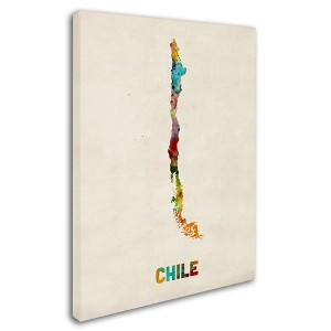 Trademark Fine Art -Michael Tompsett 'Chile Watercolor Map' Canvas Art - 1 of 3