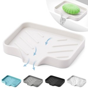 Aoibox Silicone Soap Dish & Tray - Self Draining, Durable Rubber with Drainage - Kitchen & Shower Soap Holder - 1 of 4