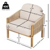 Acacia Wood Outdoor Club Chair with Rope Woven Backrest,Cushioned Patio Club Chair with Teak Finish, Modern Lounge Chair for Garden-Koiai - 3 of 4