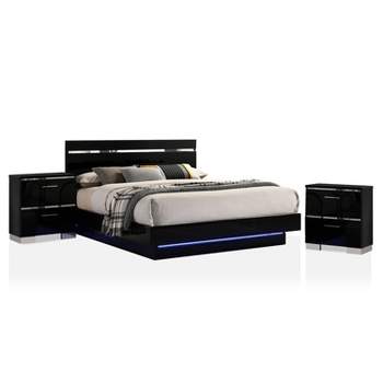 3pc Cavatao Bed with 2 Nightstands Black/Chrome - miBasics