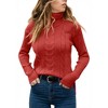 Imily Bela Women's High-Neck Solid Color Long-Sleeve Cable Knit Sweater Top - 2 of 3
