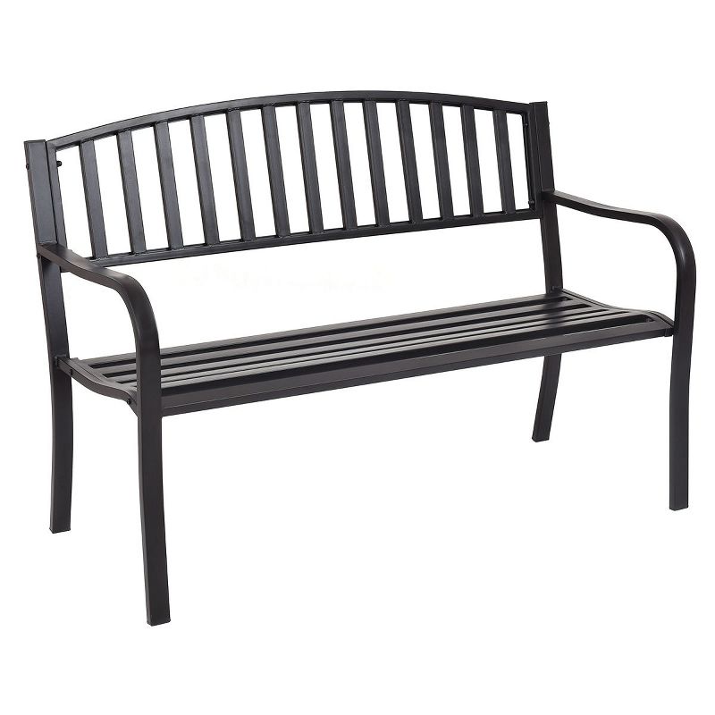 Costway 50'' Patio Garden Bench Park Yard Outdoor Furniture Steel Slats Porch Chair Seat, 2 of 8