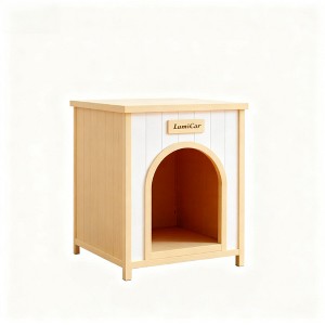 Gulches Cream White Light Yellow Flat Roof Pet House Small Cats Dogs FSC Solid Wood Indoor Shelter Removable Cushion Side Table - 1 of 4