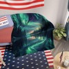1pc Aurora Borealis Flannel Blanket ¨C Cozy All-Season Throw with Stunning Northern Lights & Pine Tree Reflection Design. - 2 of 4