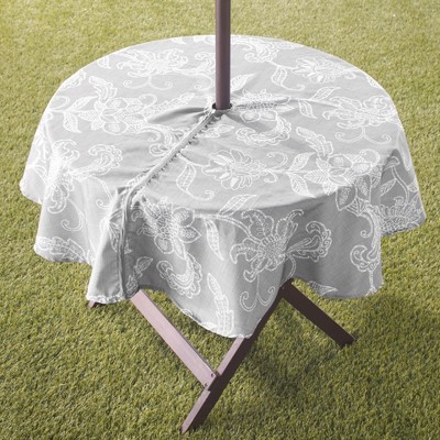 Umbrella Hole And Zipper, Fabric Outdoor Tablecloth With Umbrella Hole