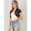 INSPIRE CHIC Women's Elegant Short Sleeve Sheer Floral Lace Shrug - 4 of 4