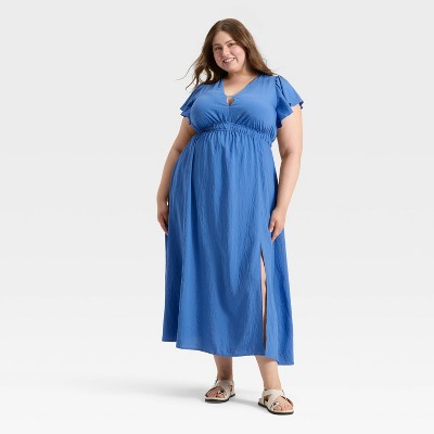 Women's Flutter Short Sleeve Maxi A-Line Dress - A New Day™