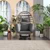 KTMBDW Outdoor Swivel Egg Chair with Stand and Cushions, Indoor Rattan Egg Patio Chair with Rocking Function for Balcony, Garden - 2 of 4