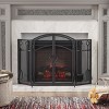 VYNXARIA Folding Fireplace Screen With Door and Tools, Matte Black - 2 of 4