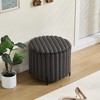 Lyngins Lightweight Round Pouf Ottoman Foot Rest with Black Metal Legs, 11.68 lbs Faux Fur Footstool with Wood Frame, Upholstered Ottoman Bench - 2 of 4