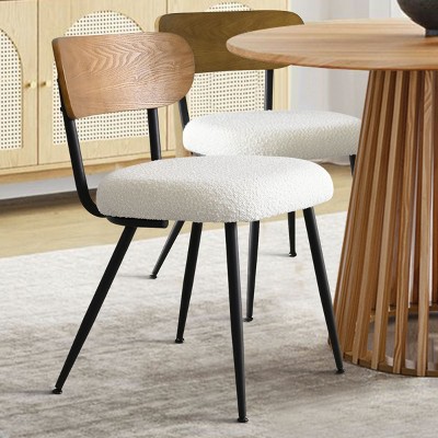 Boucle Dining Chair Set of 4, Scandia-style Dining Chair with Metal Base, Armless Side Chairs with Metal Legs, Indoor Furniture - Maison Boucle