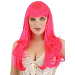 HalloweenCostumes.com One Size Fits Most Women Hot Pink Long Wavy Women's Wig, Pink - 1 of 4