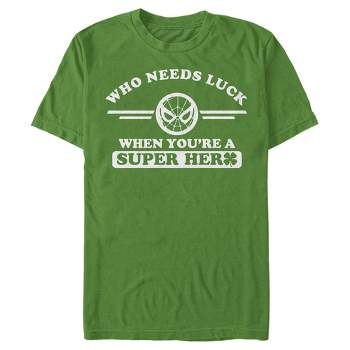 Men's Marvel Spider-Man St. Patrick's Day Who Needs Luck When Your a Superhero T-Shirt