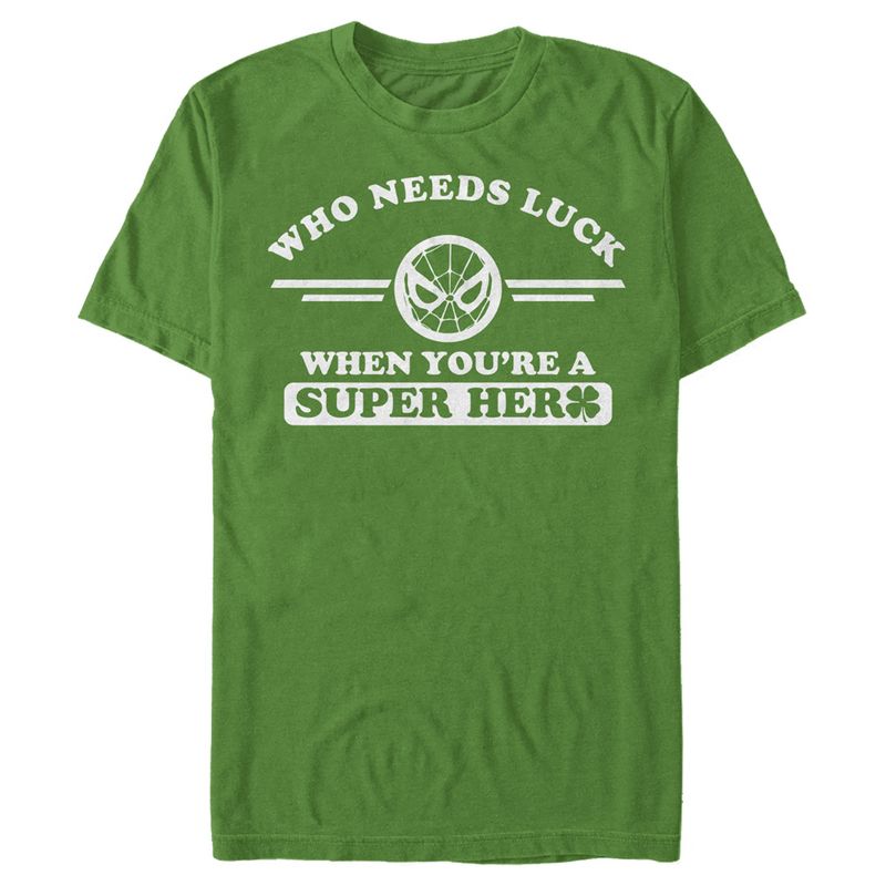 Men's Marvel Spider-Man St. Patrick's Day Who Needs Luck When Your a Superhero T-Shirt, 1 of 6