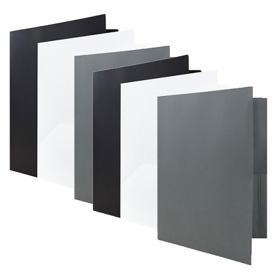 JAM Paper Plastic Two-Pocket School Folders Assorted Business Colors 382ECBAASST