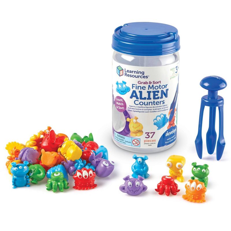 Learning Resources Grab &#38; Sort Fine Motor Alien Counters, 1 of 5