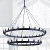 Dewdrop Industrial 2-Tier Candle Style Black 40-Light Wagon Wheel Chandelier - 2 of 4