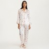 Anna-Kaci Lounge Women's 2-Piece Set Heart Print Satin Button Front Pajama Top with Contrast Piping and Matching Relaxed Fit Pants - 3 of 4