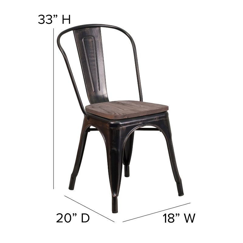 Flash Furniture Metal Stackable Chair with Wood Seat, 5 of 12