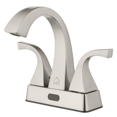 Homewerks Brushed Nickel Motion Sensing Centerset Bathroom Sink Faucet 4 in. Model No. 27-B423S-BN-HW
