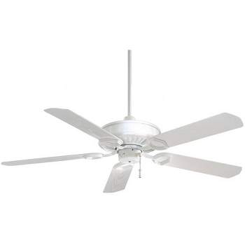 54" Minka Aire Modern Indoor Outdoor Ceiling Fan White Stainless Steel Wet Rated for Patio Exterior House Home Porch Gazebo Garage