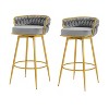 CAVINAS Polyester 360°Swivel Bar Stools Set of 2,Counter Stools with Hand-Woven Backrest and Gold Metal Legs,Kitchen Chairs for Kitchen Island - 2 of 4
