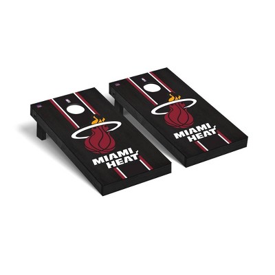 NBA Miami Heat Premium Cornhole Board Onyx Stained Stripe Version