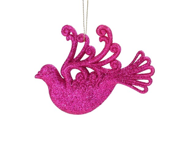 Lynn Roberts 4.5" Glitter Drenched Dove Bird Christmas Ornament - Fuchsia Pink