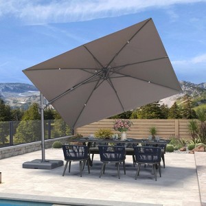 PURPLE LEAF Cantilever Patio Umbrella Outdoor Offset Umbrella with 3 Years Fade Resistance Recycled Fabric With Base - 1 of 1
