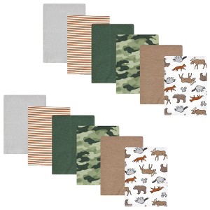Hudson Baby Infant Boy Cotton Flannel Burp Cloths Bundle, Animal Adventure, One Size - 1 of 4
