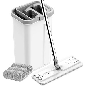 Effortless Deep Cleaning: Hands-Free Mop System with Wringer - 3 Reusable Pads for Floors & Windows, Gentle on All Surfaces - 1 of 4