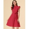 Allegra K Women's Cotton Ruffled Cap Sleeve Tie Waist Button Casual Office Shirt Dress - image 2 of 4