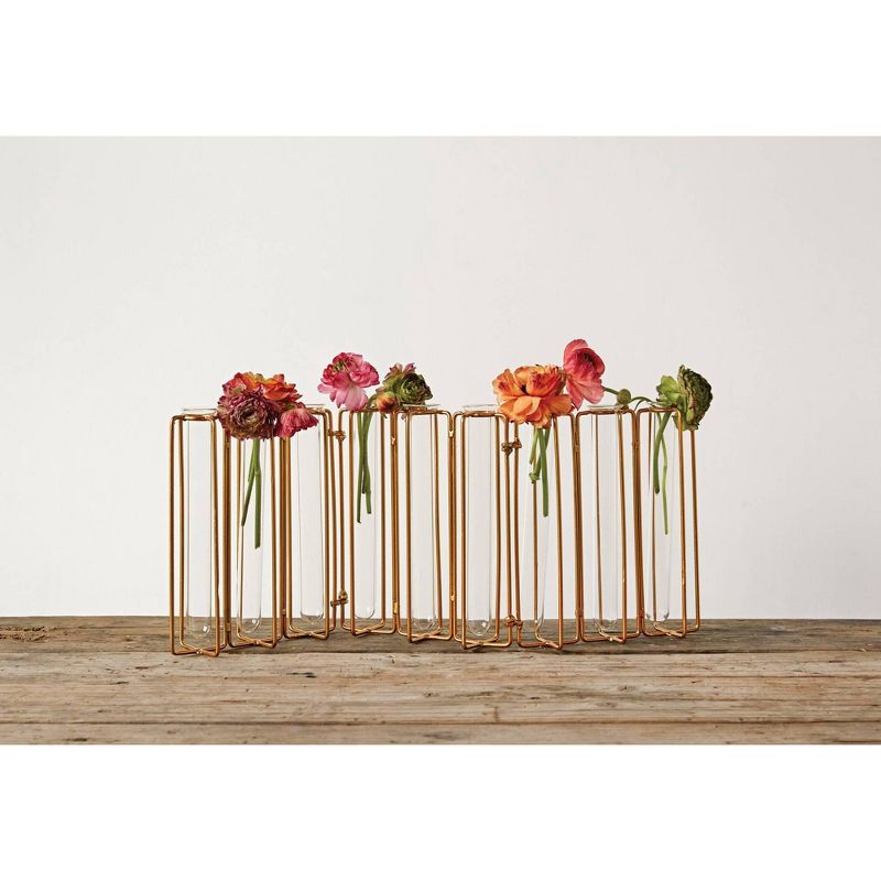 9 Test Tube Vases in a Single Gold Metal Stand - Storied Home, 3 of 5