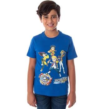 Beyblade Burst Boys' Spinner Tops 4 Characters And Ace Dragon T-Shirt Royal Blue