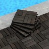 Syemin Carpet Tiles Acacia Wood Interlocking Deck Tiles Checker Pattern, 30 PCS Square Outdoor Flooring for Patio, Pool Side, Brown, 12"*12"*0.75" - 4 of 4