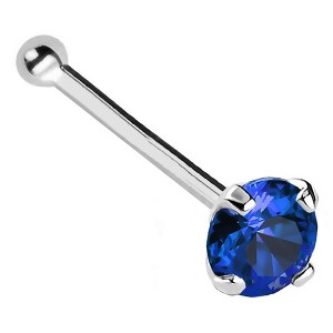 Jewelry Avalanche 22G 14K Gold Ball-end Nose Stud with Blue Sapphire Gemstone - 1 of 2