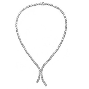 Guili Sterling Silver Rhodium Plated Round Cubic Zirconia Bezel Set Necklace, a sophisticated and timeless piece for any occasion. - 1 of 3