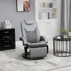 PU Reclining Armchair with Footrest and Headrest, 360¡ã Swivel and Round Steel/Wood Base - 2 of 4